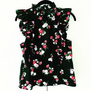 Like new Express ruffle floral sleeveless top